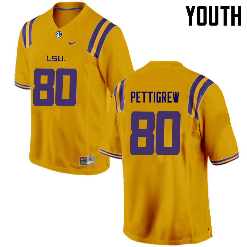 Youth LSU Tigers #80 Jamal Pettigrew College Football Jerseys Game-Gold